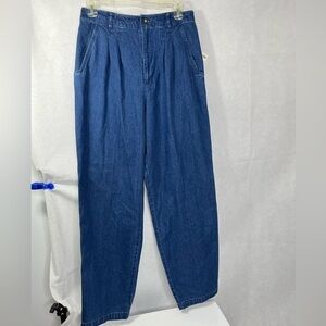 High waist pleated relaxed fit jeans by Talbots